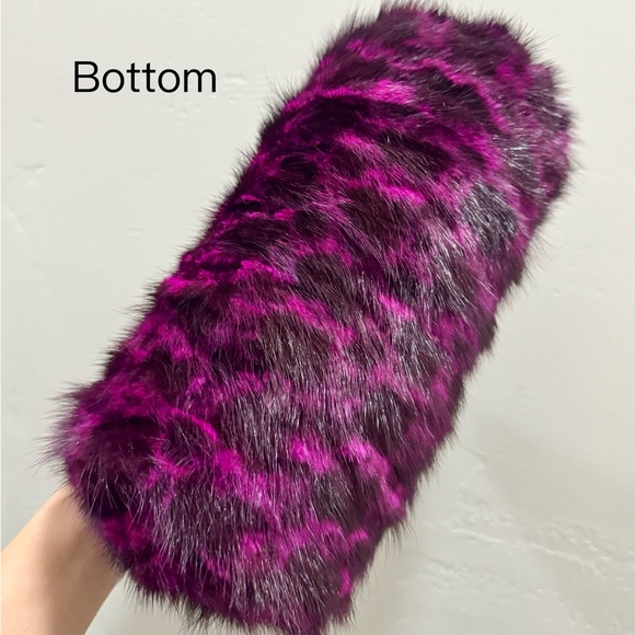 Leopard Real Mink Fur Handmade Fur Handles Barrel Bag/Shoulder Bag/Crossbody Bag - Picture 15 of 16